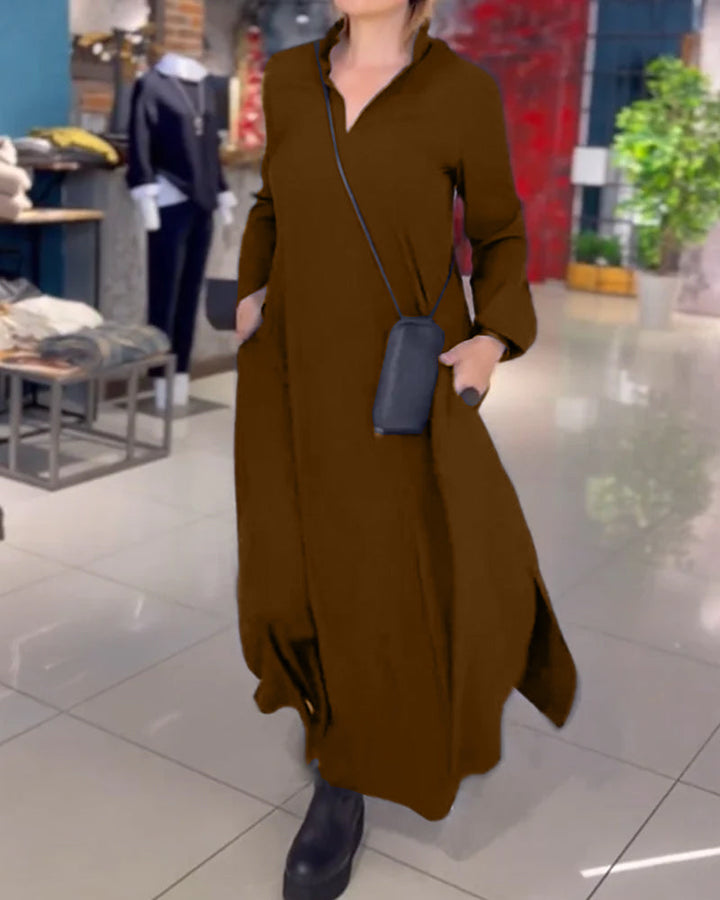 Lune London | Loose Long Dress with Lapels and Side Slit