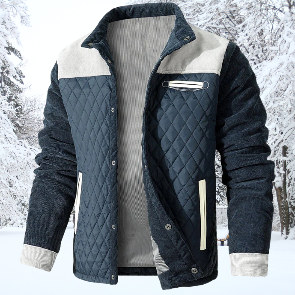 Lune London | Padded Jacket - Classic Collar - Button Closure - Contrasting Sleeves & Shoulders