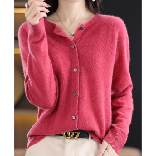Amarae | Merino Wool Women's O-Neck Cardigan Sweater
