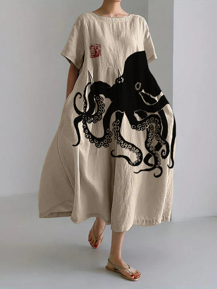Lune London | Long dress with Japanese octopus print