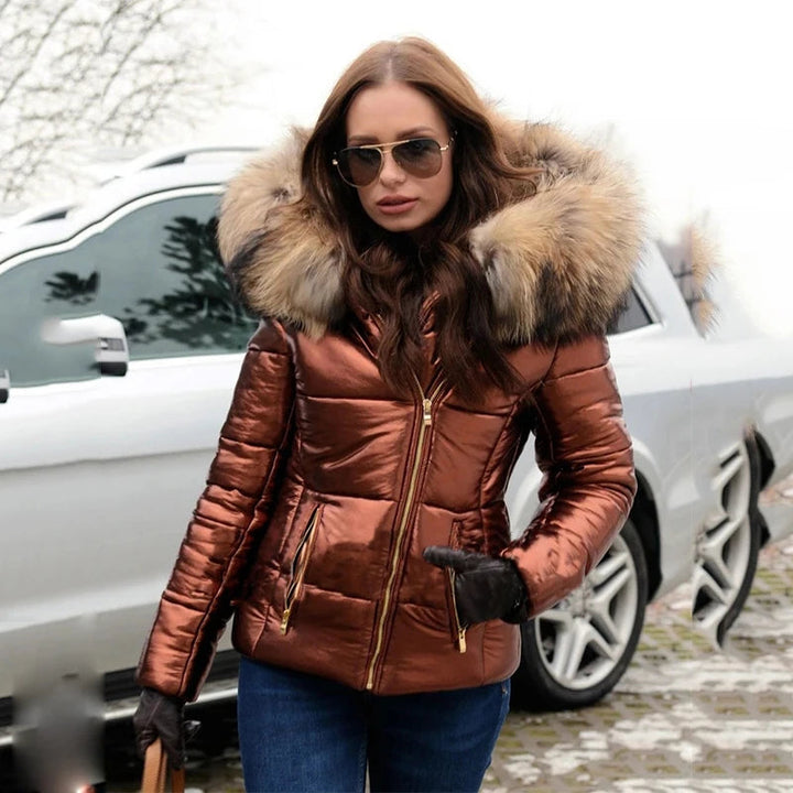 Amarae - Paris - Elegant jacket with faux fur lining, hood and collar