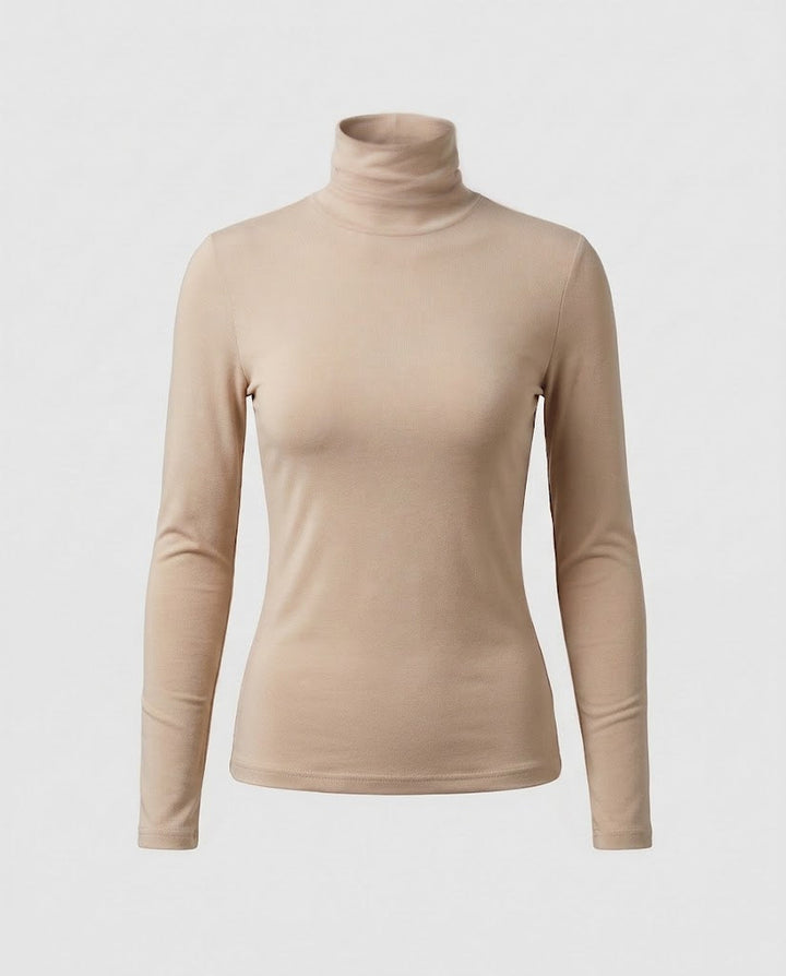 Women's figure-hugging fine knit turtleneck sweater with slight stretch quality Amarae