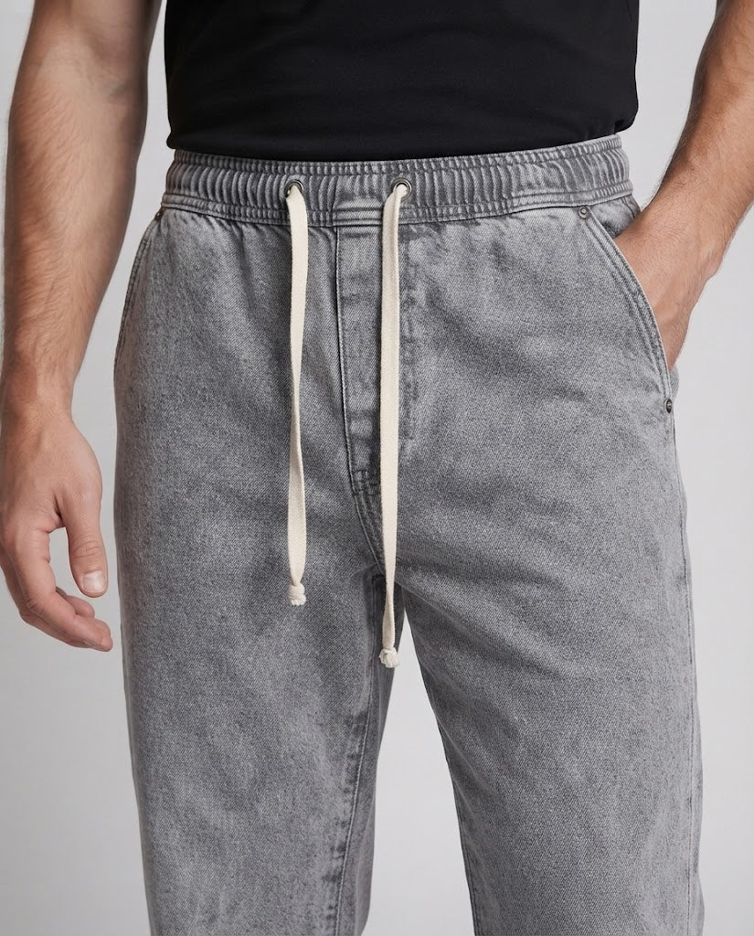 Men's wide baggy jeans with drawstring and low rise Amarae