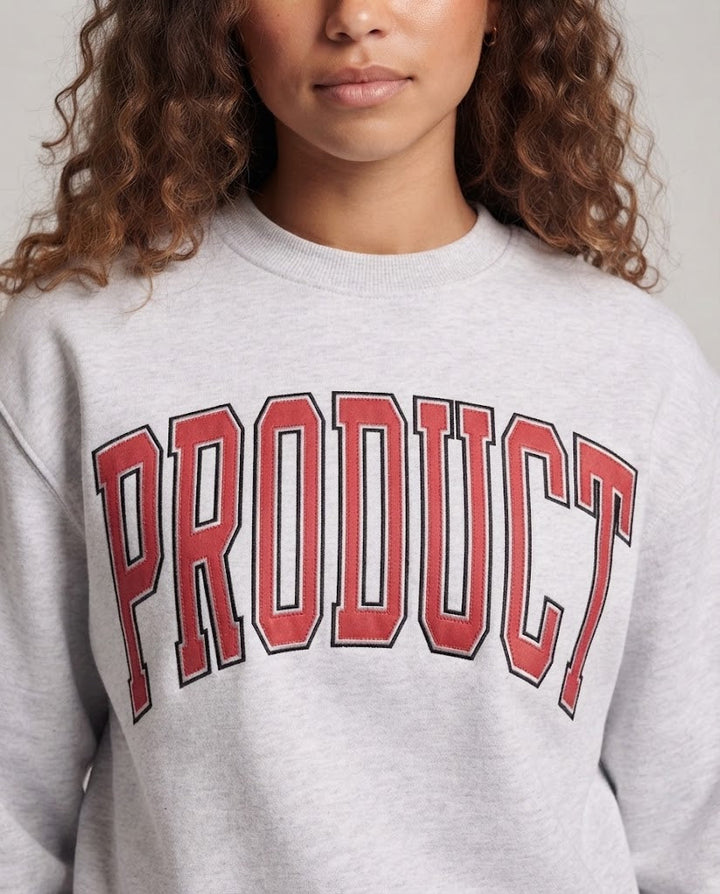 Ladies College Sweatshirt with oversized collegiate print and soft fleece Amarae