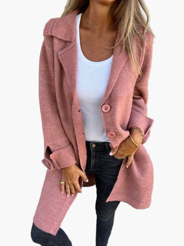 Amarae | Elegant Lapel Coat - Long trench coat for daily wear and the office
