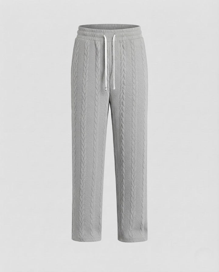 Men's Loose Fit Knitted Jogging Pants with Cable Knit Amarae