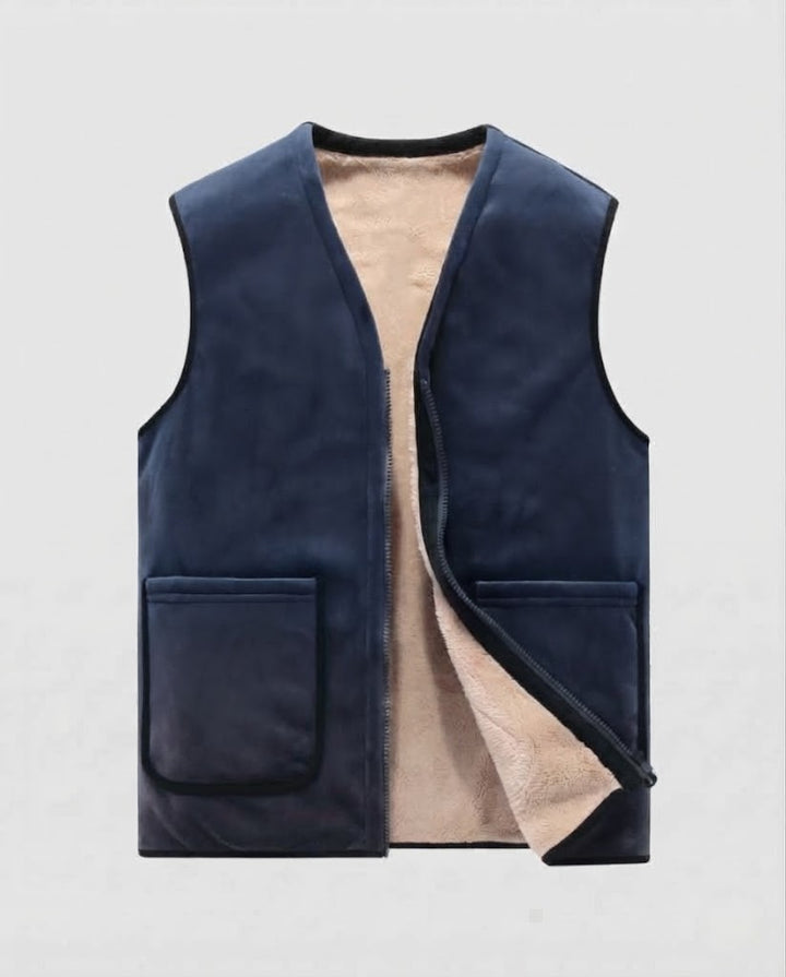 Men's Quilted Thermo Sherpa Vest with Soft Fleece Lining and Front Zipper Amarae