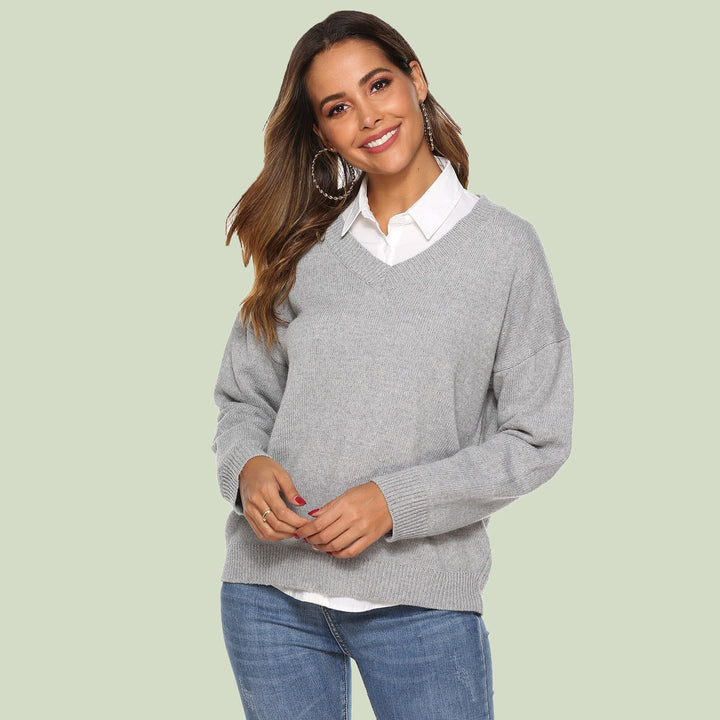 Lune London | Knit Sweater - V-Neck - Loose Fit - Long Sleeves - Soft and Comfortable