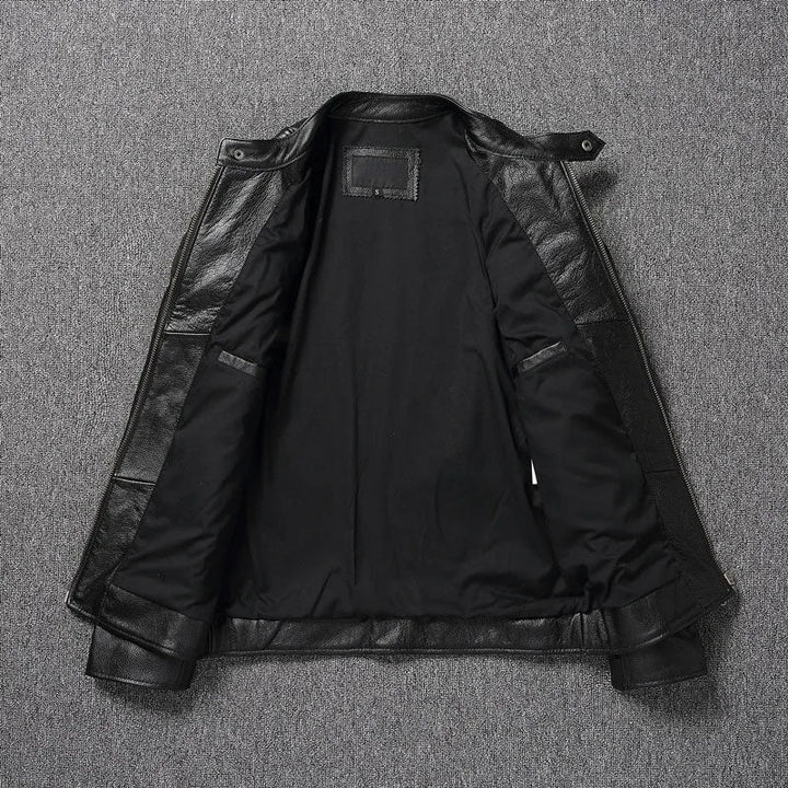 Veste de Motard Classique en Cuir de Vache - ChicUndStil