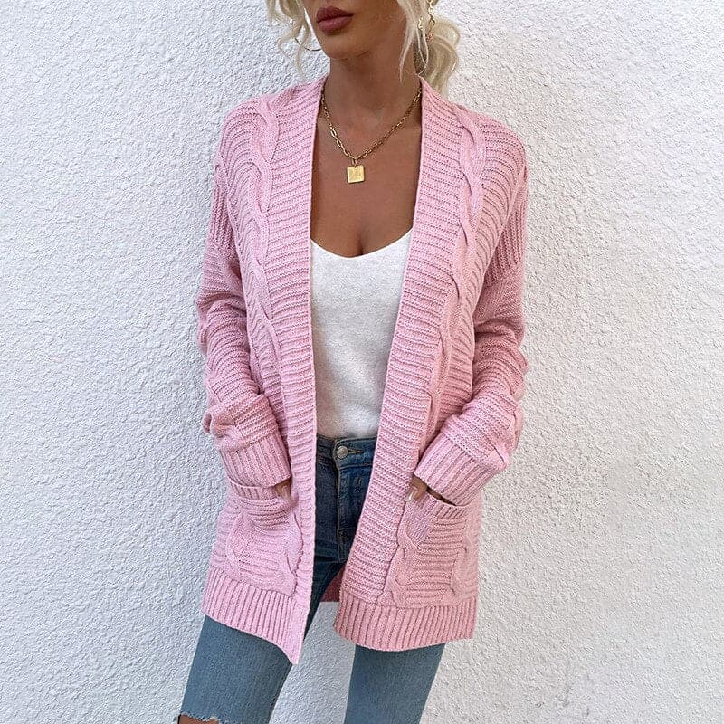 Lune London | Cardigan - Knit - Open Front - Loose Fit - With Pockets - Long Sleeve