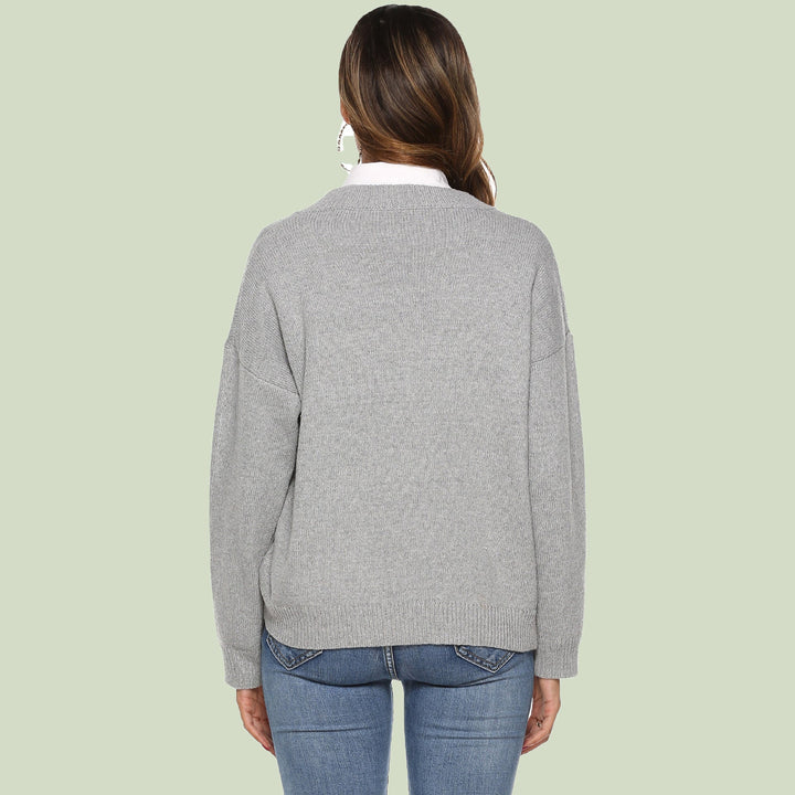 Lune London | Knit Sweater - V-Neck - Loose Fit - Long Sleeves - Soft and Comfortable