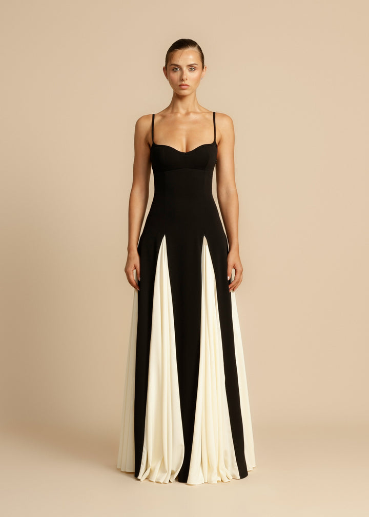 Lune London | Spaghetti Strap Color Block Swing Maxi Dress