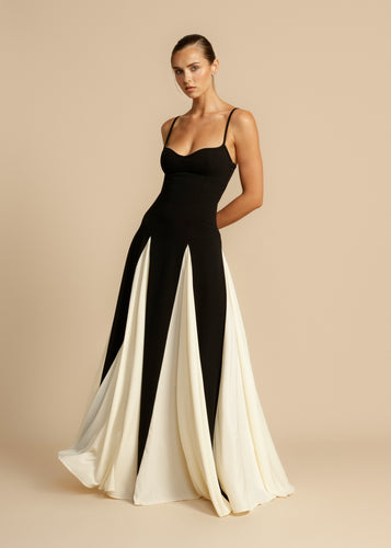 Amarae | Spaghetti strap maxi dress color blocks
