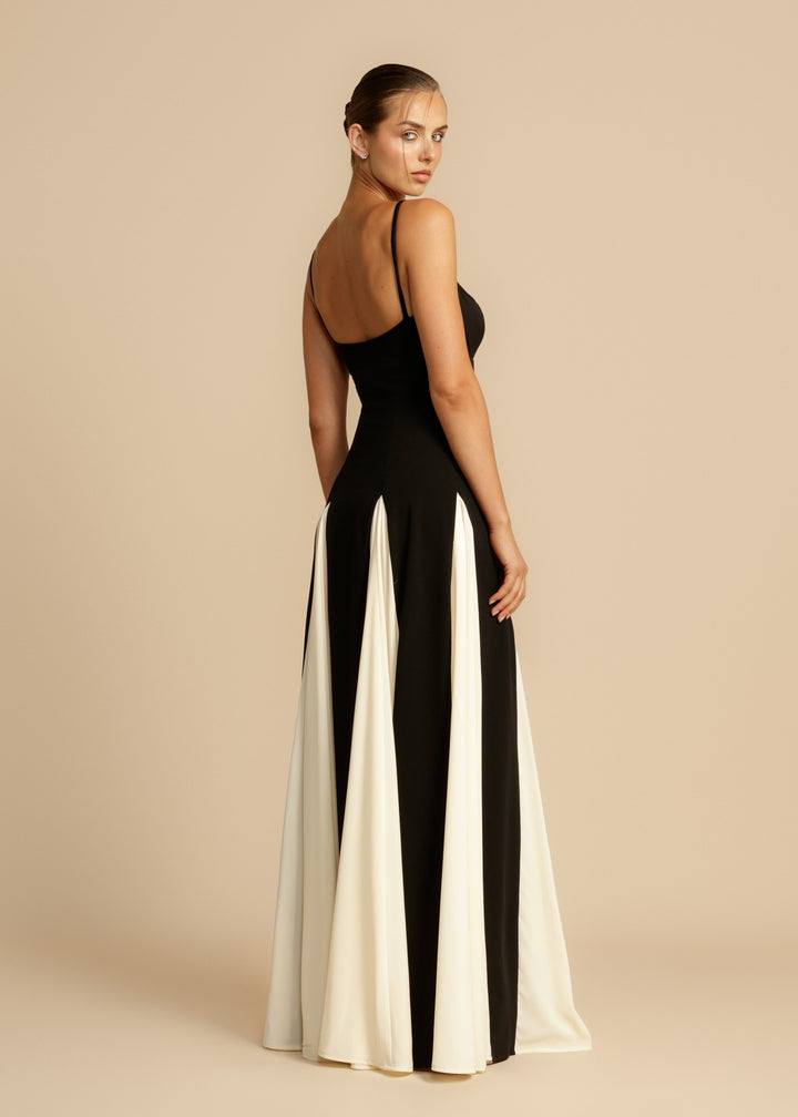 Lune London | Spaghetti Strap Color Block Swing Maxi Dress