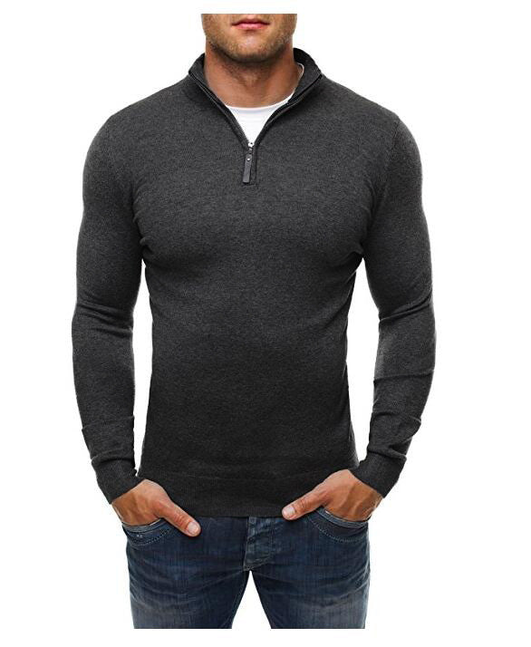 Long sleeve shirt for men with modern high collar and mid-length zipper Lune London