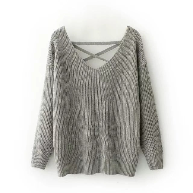 Casual knit sweater for women with modern back neckline Lune Londonl