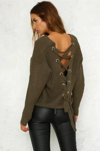 Casual knit sweater for women with modern back neckline Amarael