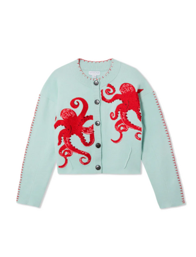Amarae | Cozy beach knit cardigan with nautical octopus design