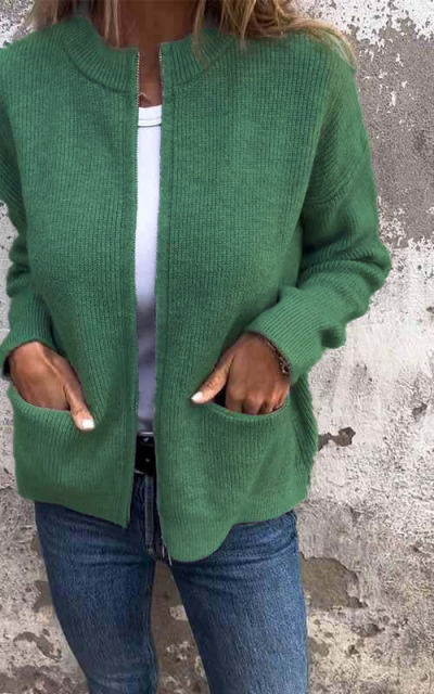 Lune London | Cardigan - Round neck & Zipper - Soft cotton