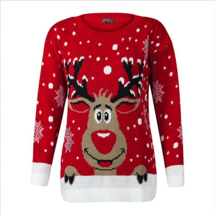 Christmas wool sweater for women with festive reindeer pattern and 3D effects Lune London