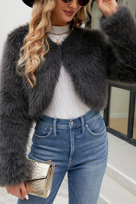 Amarae | Long Sleeve Short Casual Faux Fur Jacket