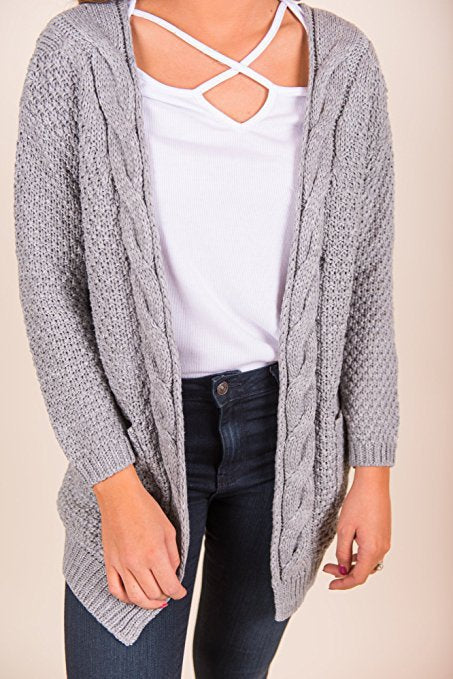 Chunky knit cardigan for women with asymmetrical design and relaxed sleeves Chic and Still