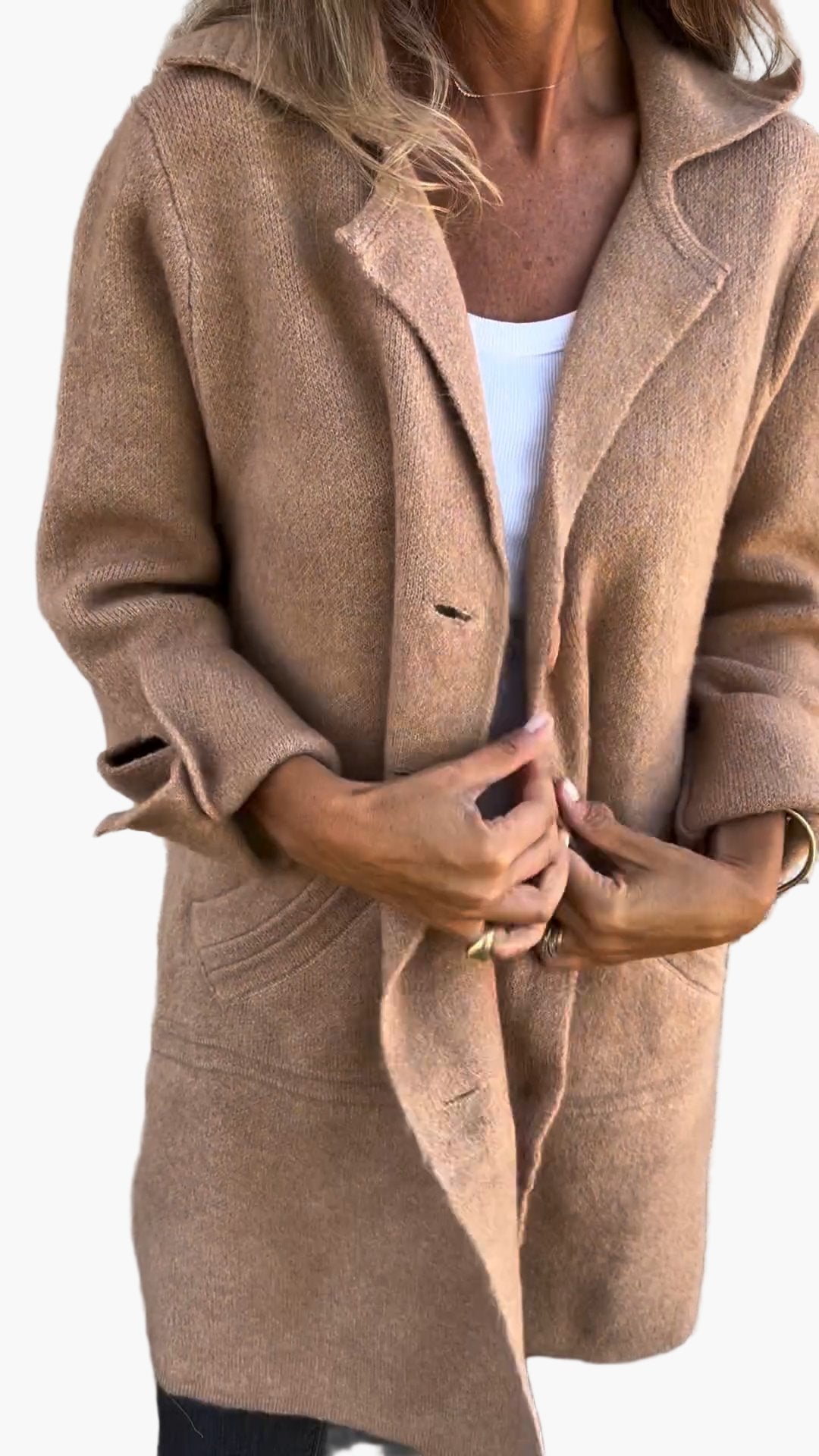 Amarae | Elegant Lapel Coat - Long trench coat for daily wear and the office