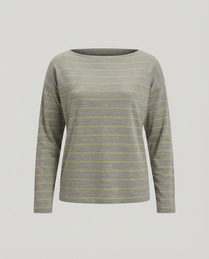 Women Oversize Long Sleeve Shirt with Fine Stripes and Off-Shoulder Effect Amarae