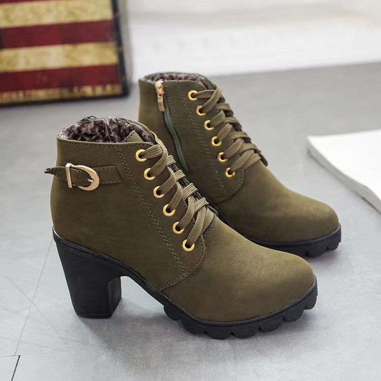 Lune London | Block heel ankle boots - Warm lined - Non-slip sole - Gold details