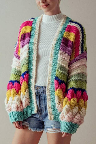 Amarae | Striped chunky knit cardigan jacket