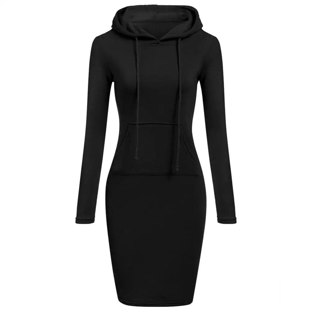 Lune London | Hoodie Dress - Long Sleeves - Adjustable Hood - Kangaroo Pocket - Slim Fit