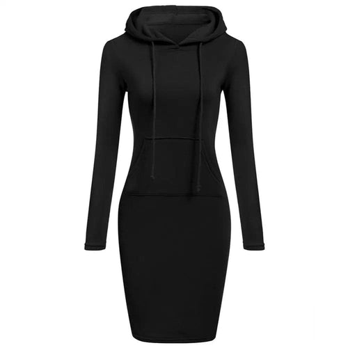 Amarae | Hoodie Dress - Long Sleeves - Adjustable Hood - Kangaroo Pocket - Slim Fit