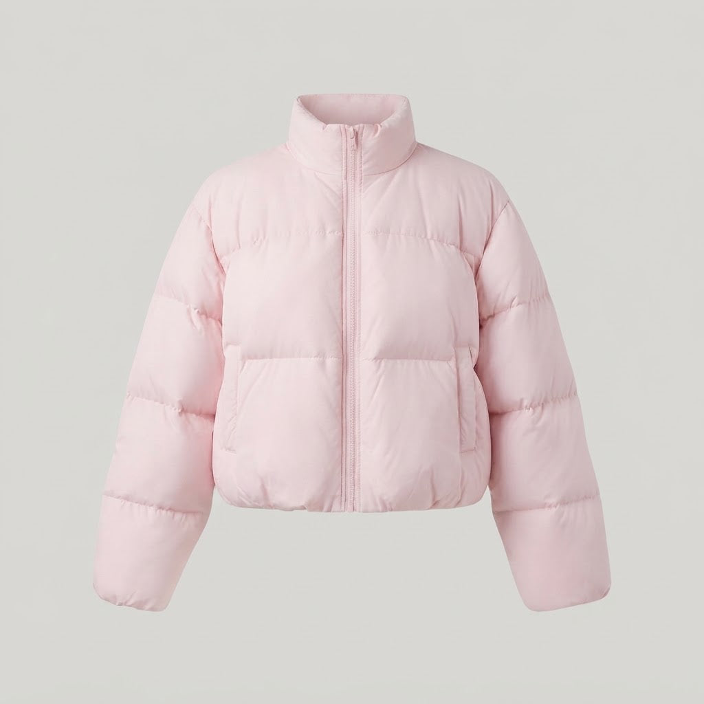 Women's Short Quilted Puffer Jacket with Stand-Up Collar and Cropped Silhouette Amarae