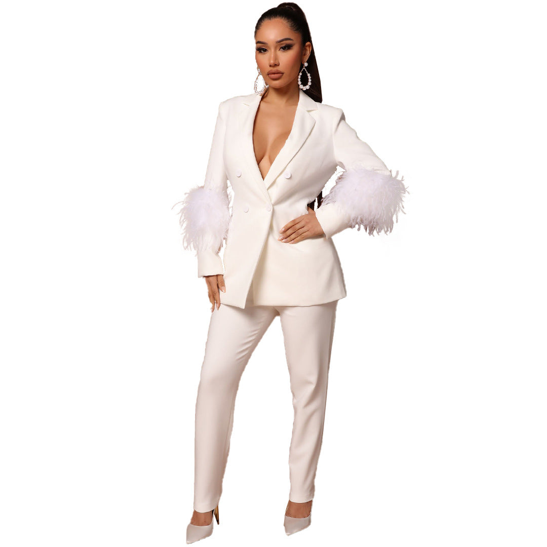 Amarae | Two-piece ostrich fur lapel for women