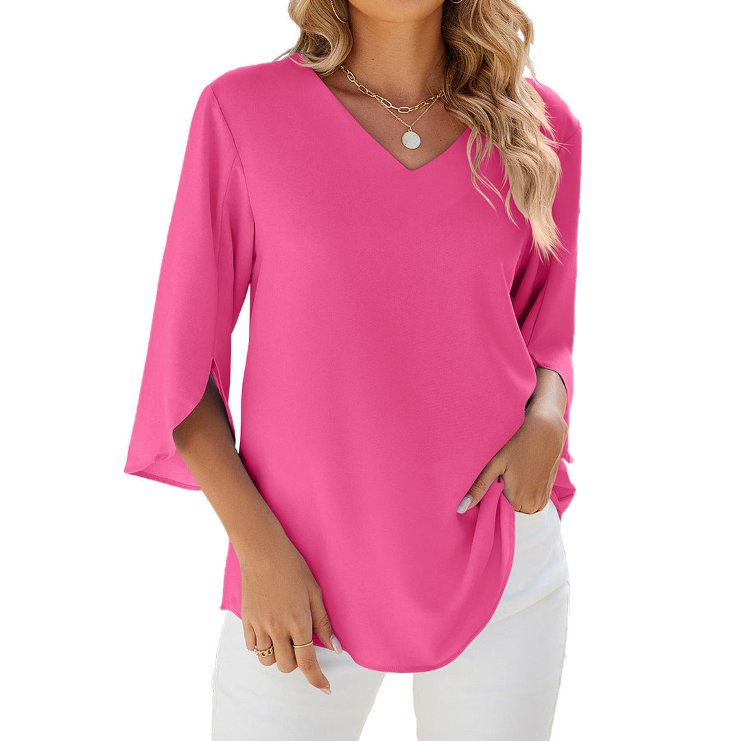 Amarae | Loose Chiffon Blouse Top with V-Neck