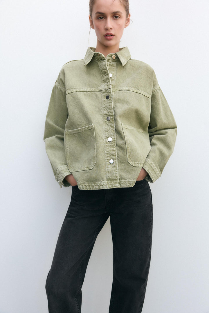 Amarae | Classic khaki denim jacket for everyday style