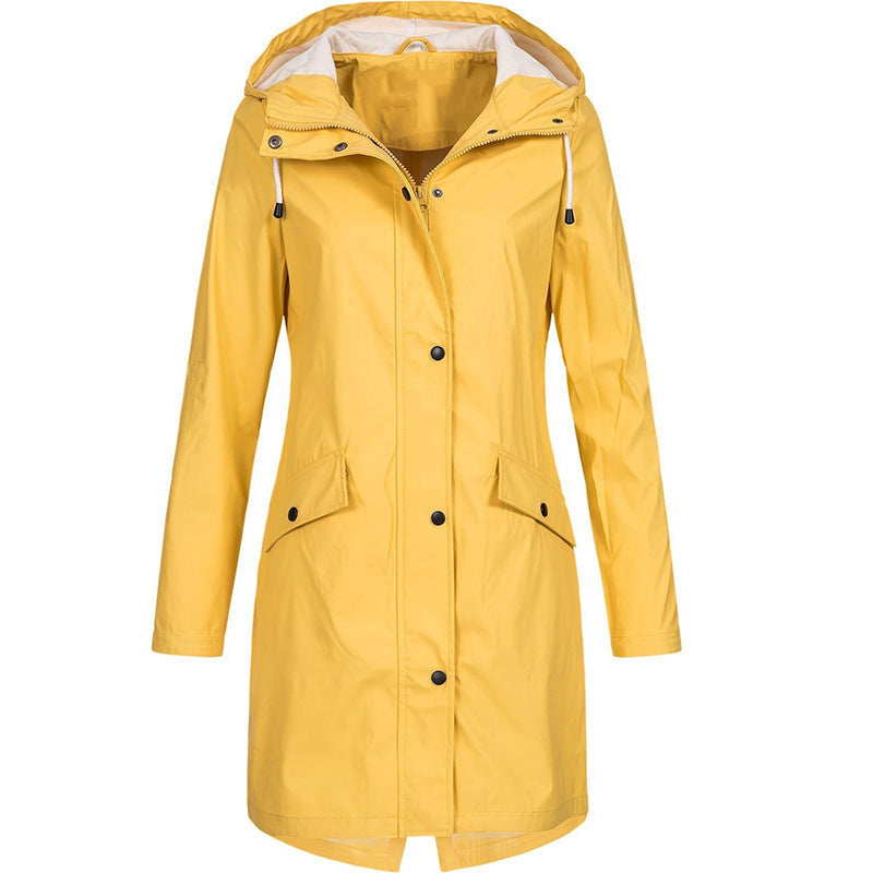 Amarae | Women's raincoat with hood and adjustable belt, waterproof