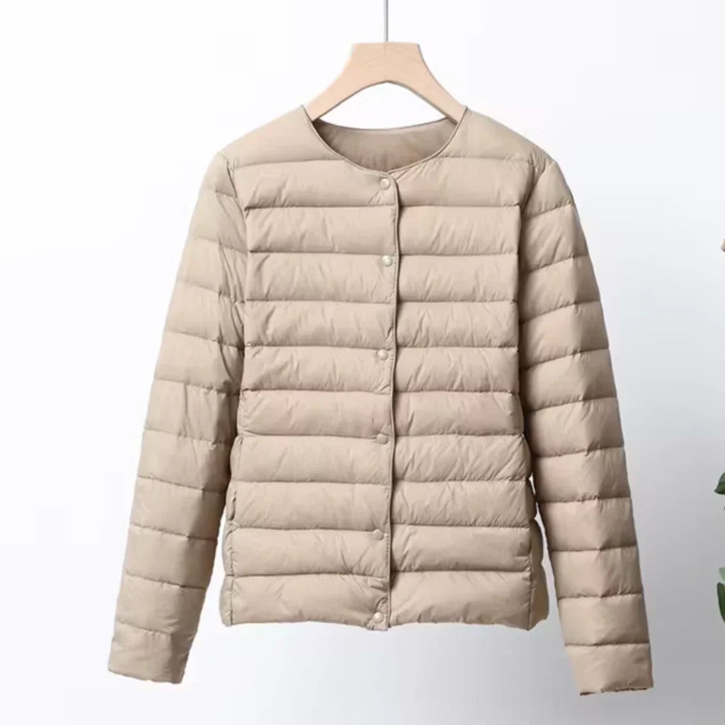 Chic Und Stil | Down Puffer Ultra Lightweight Slim Fit Button Closure Hip Length