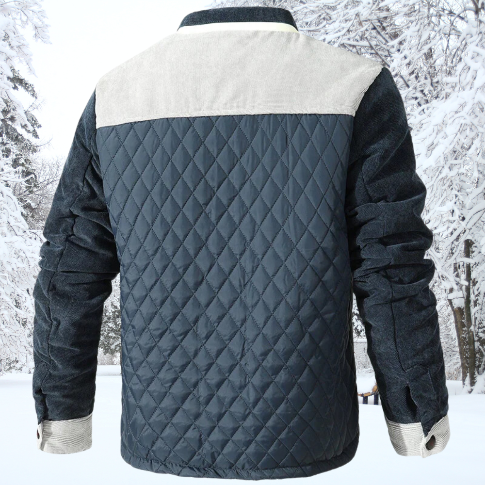 Lune London | Padded Jacket - Classic Collar - Button Closure - Contrasting Sleeves & Shoulders