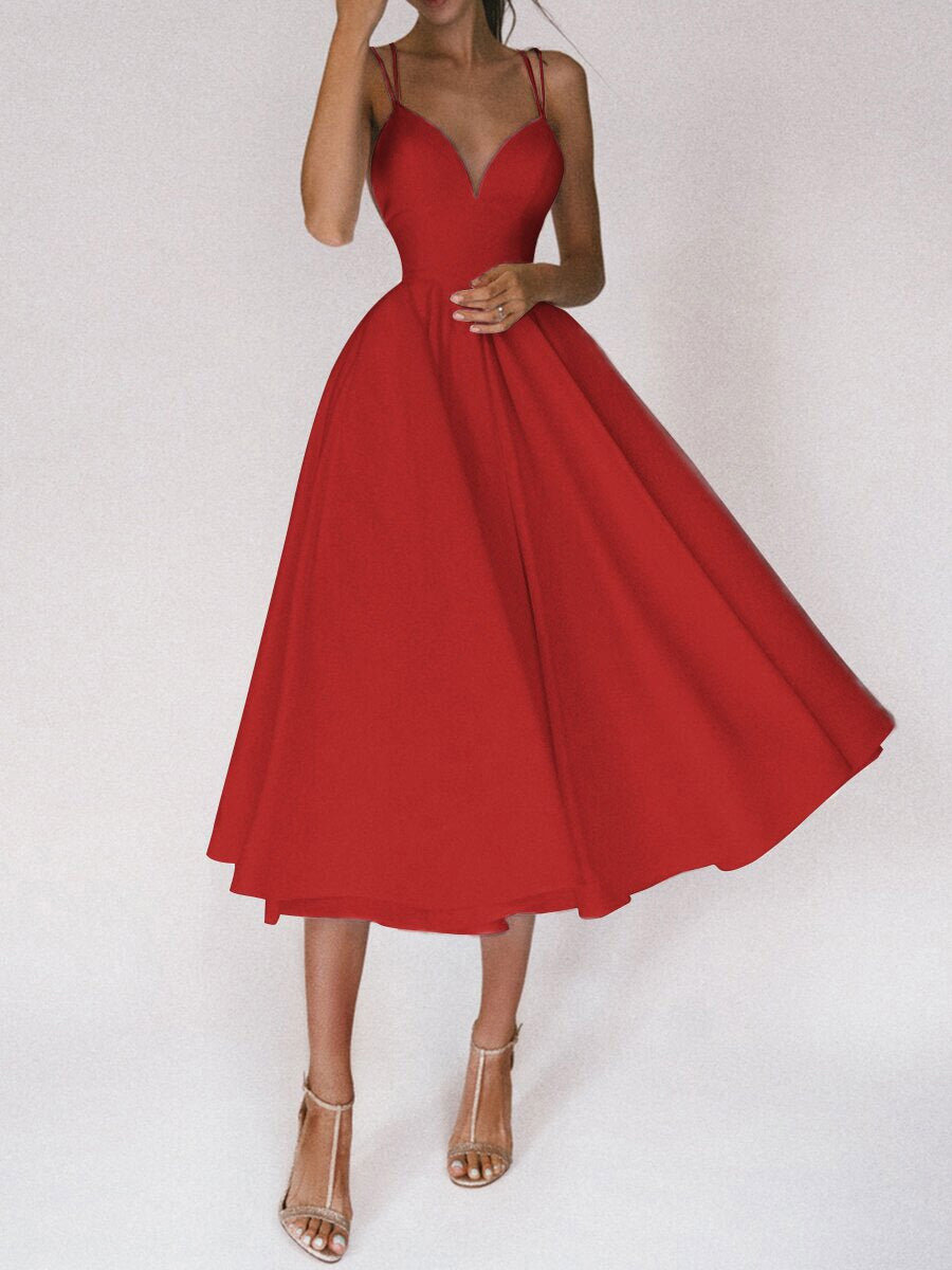 Lune London | Grace The Elegant Spaghetti Strap Dress with V-Neck