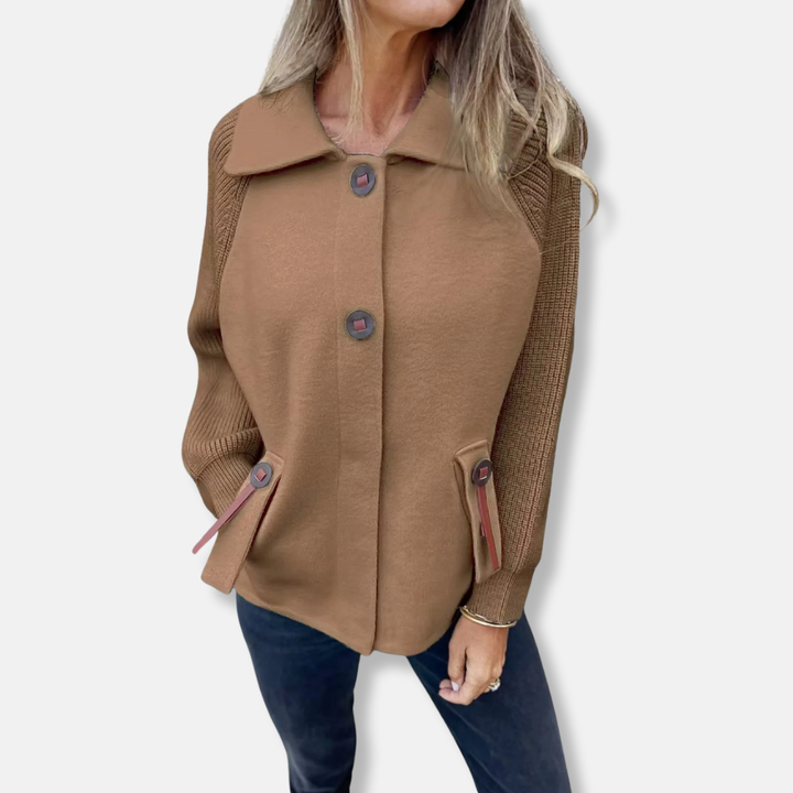 Amarae | Jacket - Casual Cut - Knitted Sleeves - With Lapel - Button Closure