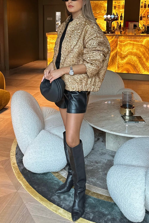 Lune London | Collar Zip Pocket Sequin Jacket