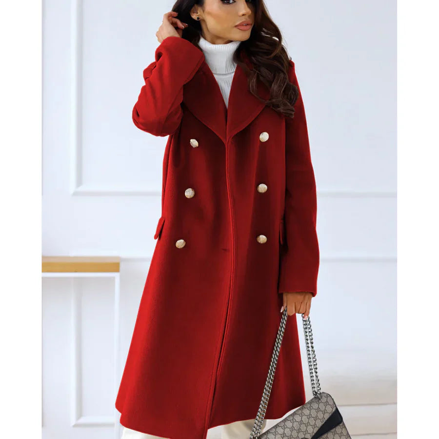 Amarae | Coat Long - Tailored - Double Breast Button Closure - Wide Lapels