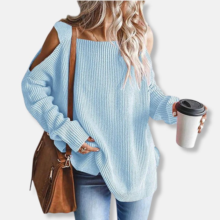 Amarae | Sweatshirt - Open Shoulder Knit - Loose Fit - Structured Fabric