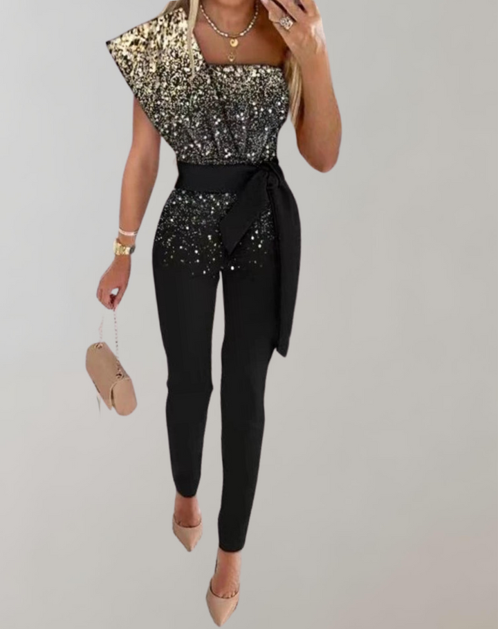 Lune London | Luxurious Overall with Bow Belt and Sparkling Details