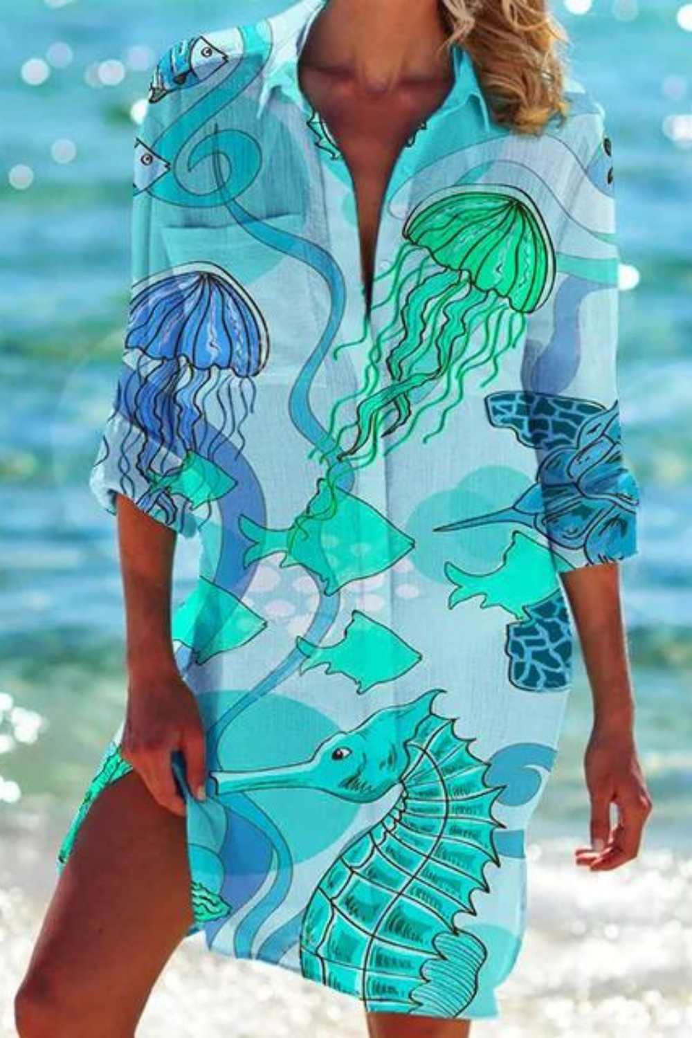 Lune London | Long Beach Blouse with Marine Motif