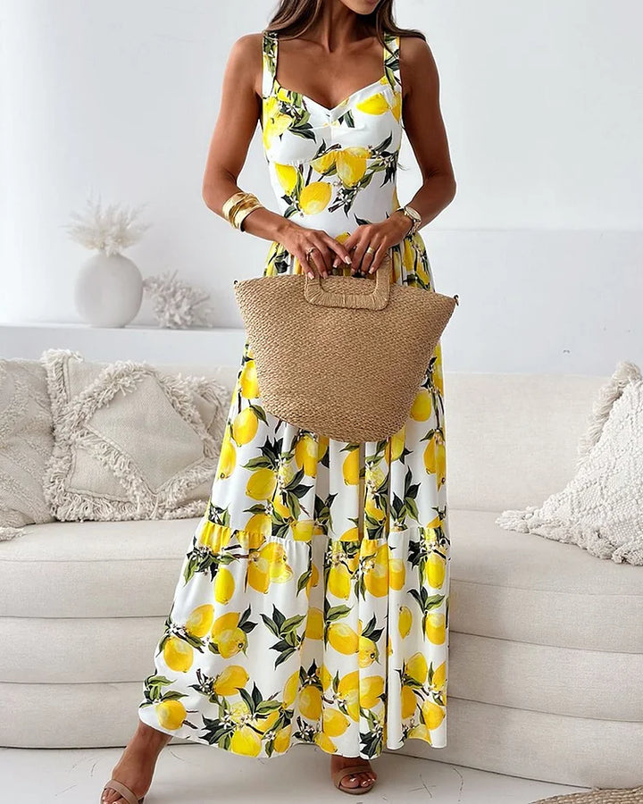Lune London | Strap Dress with Lemon Print