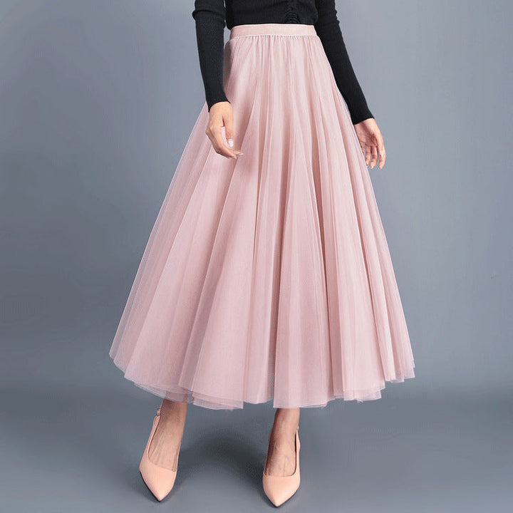 Chic Und Stil | Long Soft Tulle Skirt with High Waist and Slim Fit
