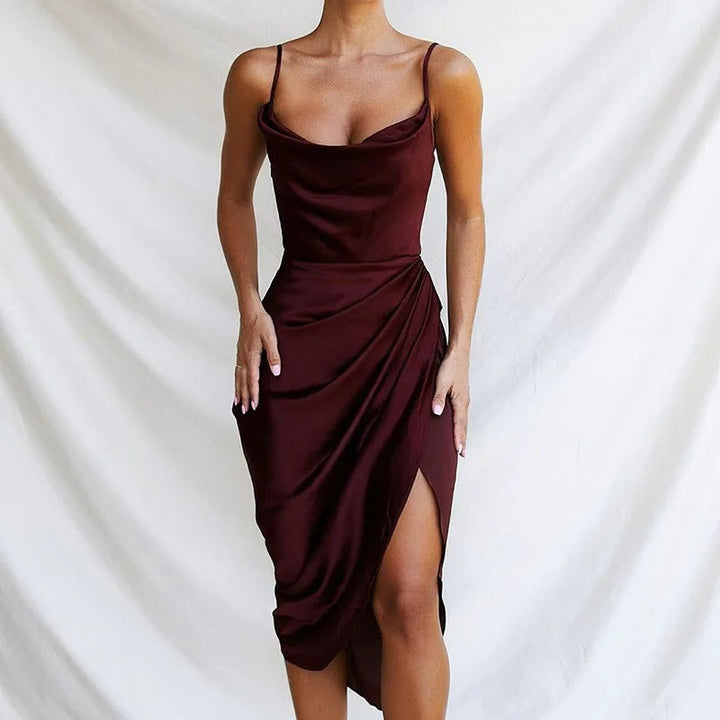 Lune London | Dress Made Of Satin with Ruffles and Narrow Straps