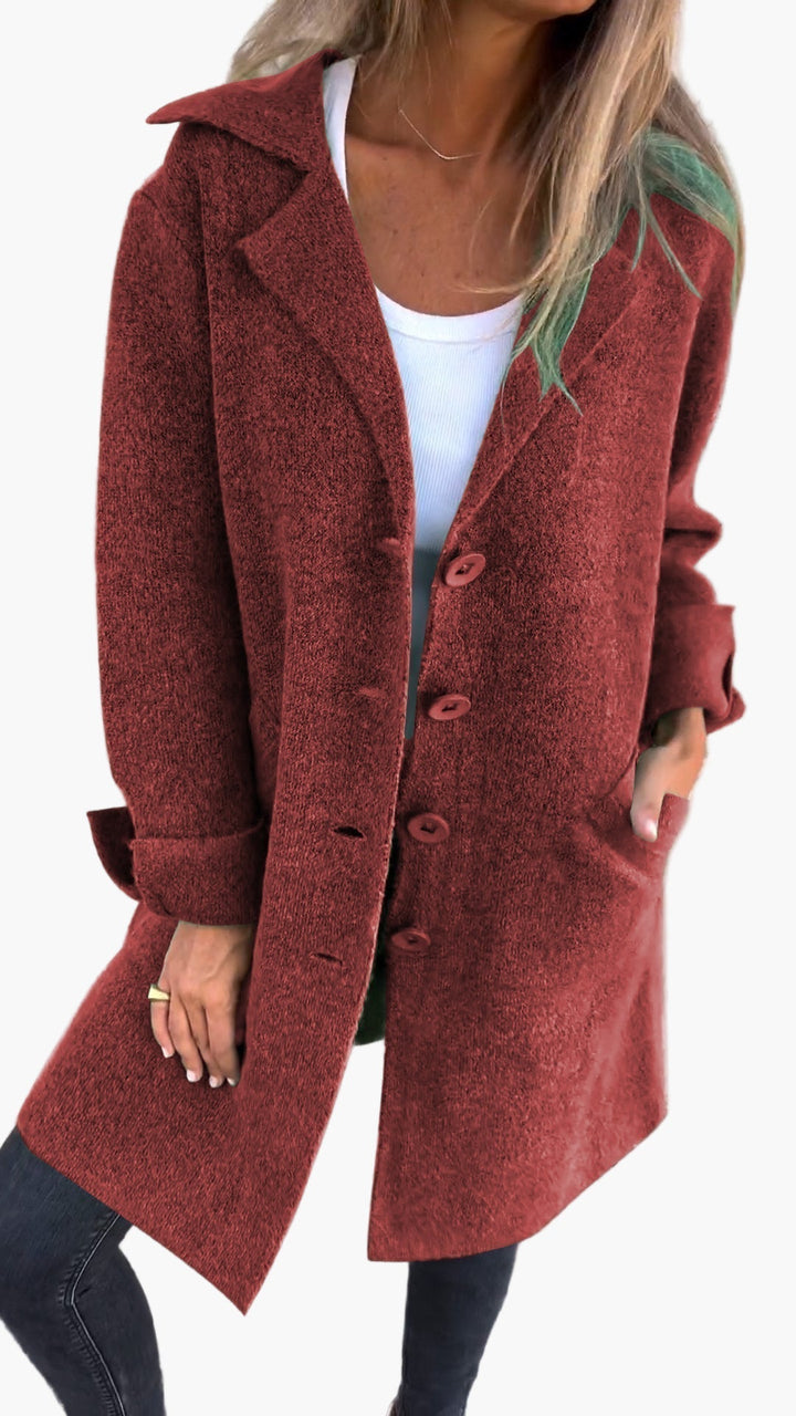 Amarae | Elegant Lapel Coat - Long trench coat for daily wear and the office